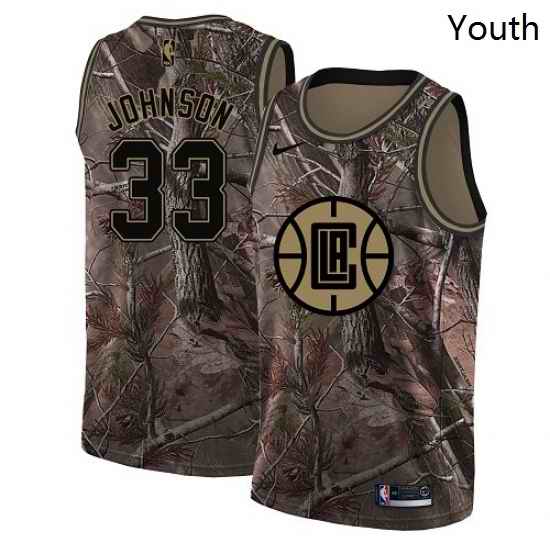 Youth Nike Los Angeles Clippers 33 Wesley Johnson Swingman Camo Realtree Collection NBA Jersey